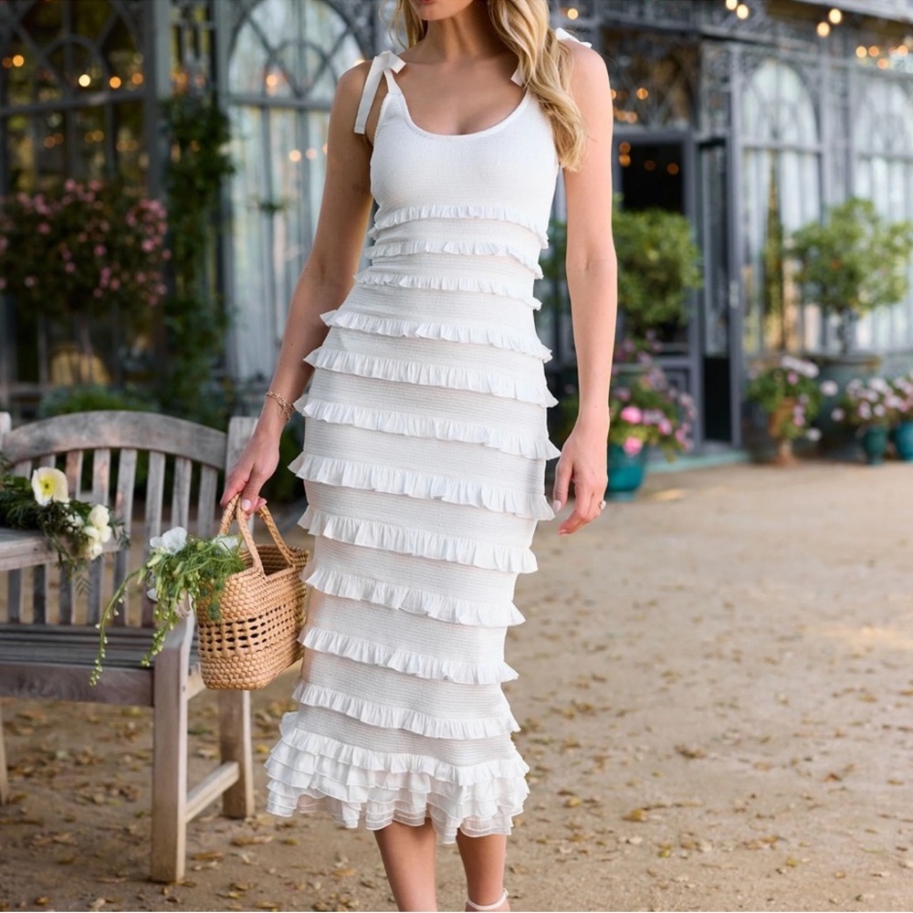 V. Chapman Lotus Tiered Body-con Ruffle Dress